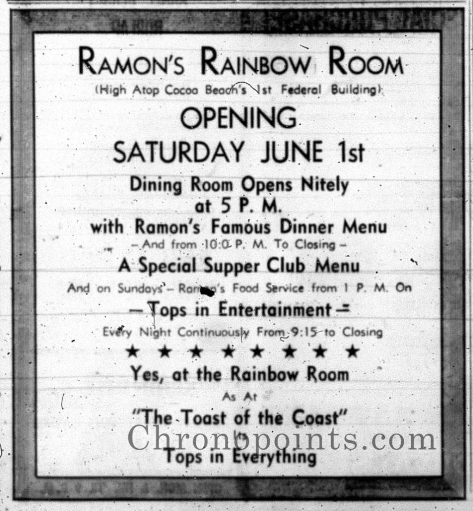 Rainbow Room Opening Advertisement